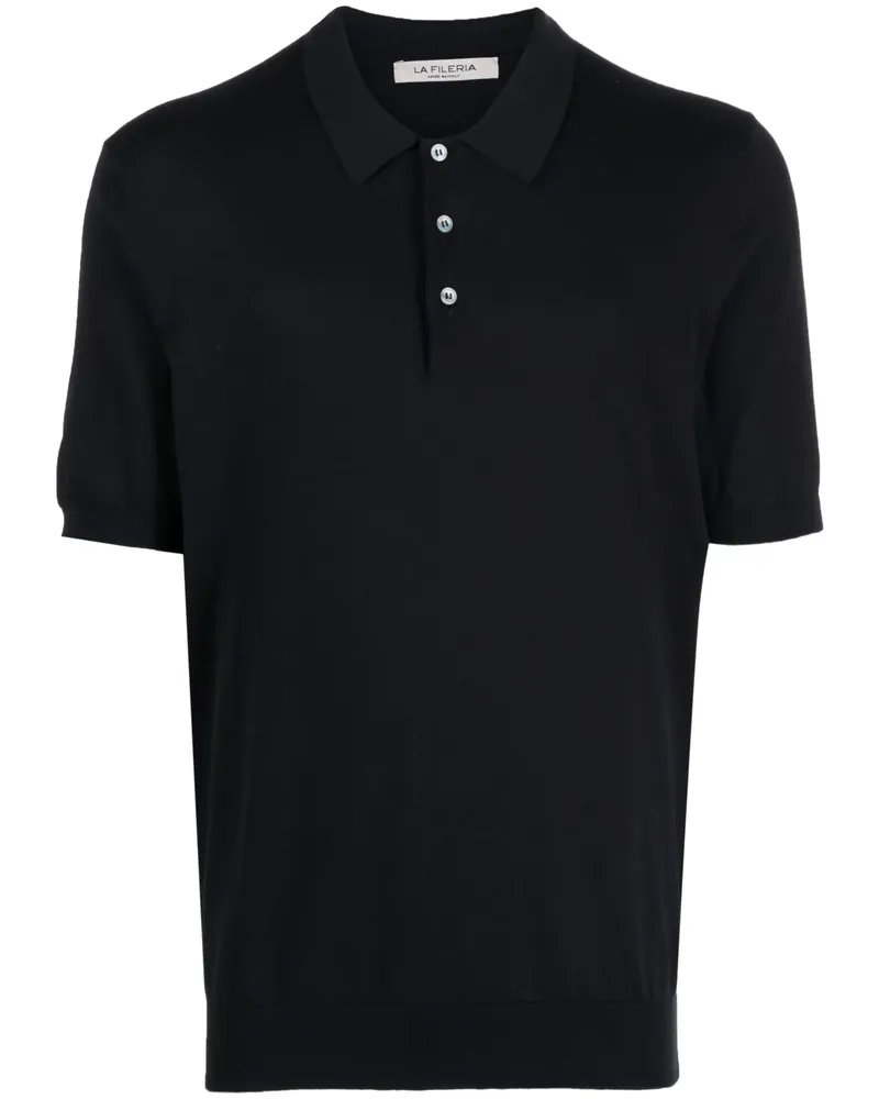 La Fileria Short-sleeve Cotton Polo Shirt Blue