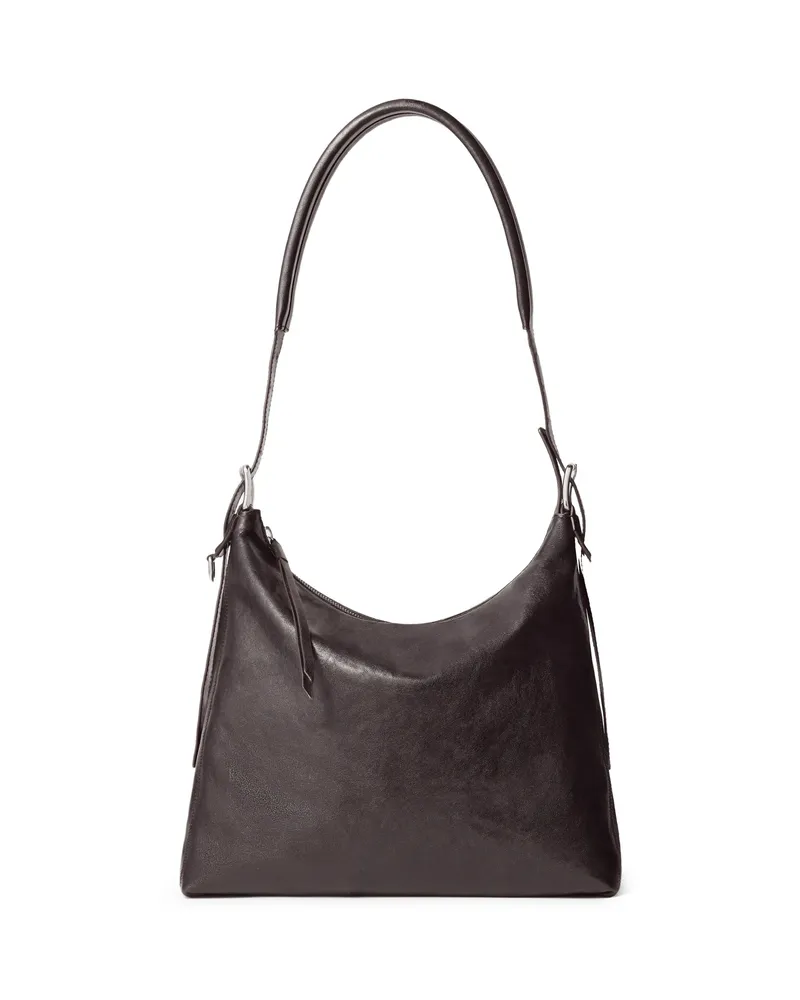 Christophe Lemaire Small Belted Shoulder Bag In Leather Brown