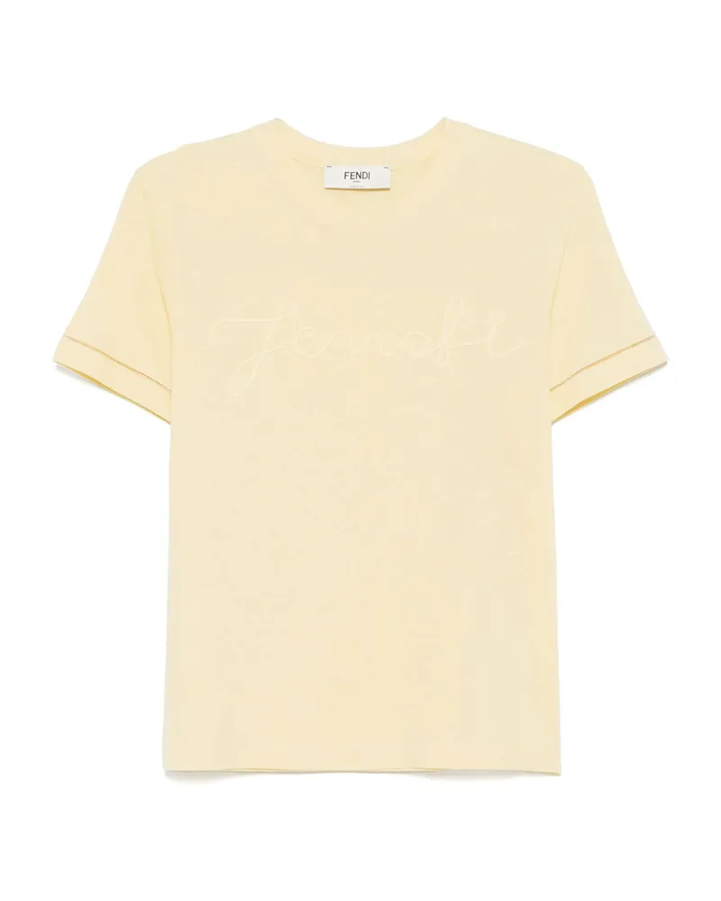 Fendi Logo-embroidered T-shirt Yellow
