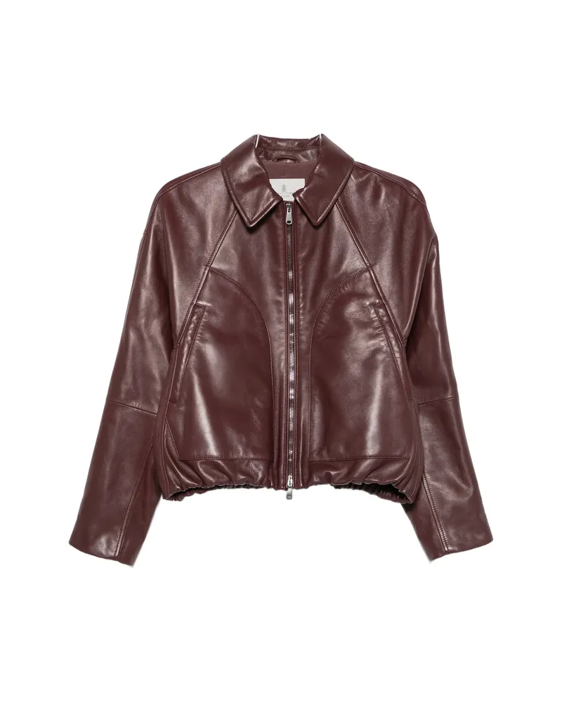 Brunello Cucinelli Leather Jacket Red