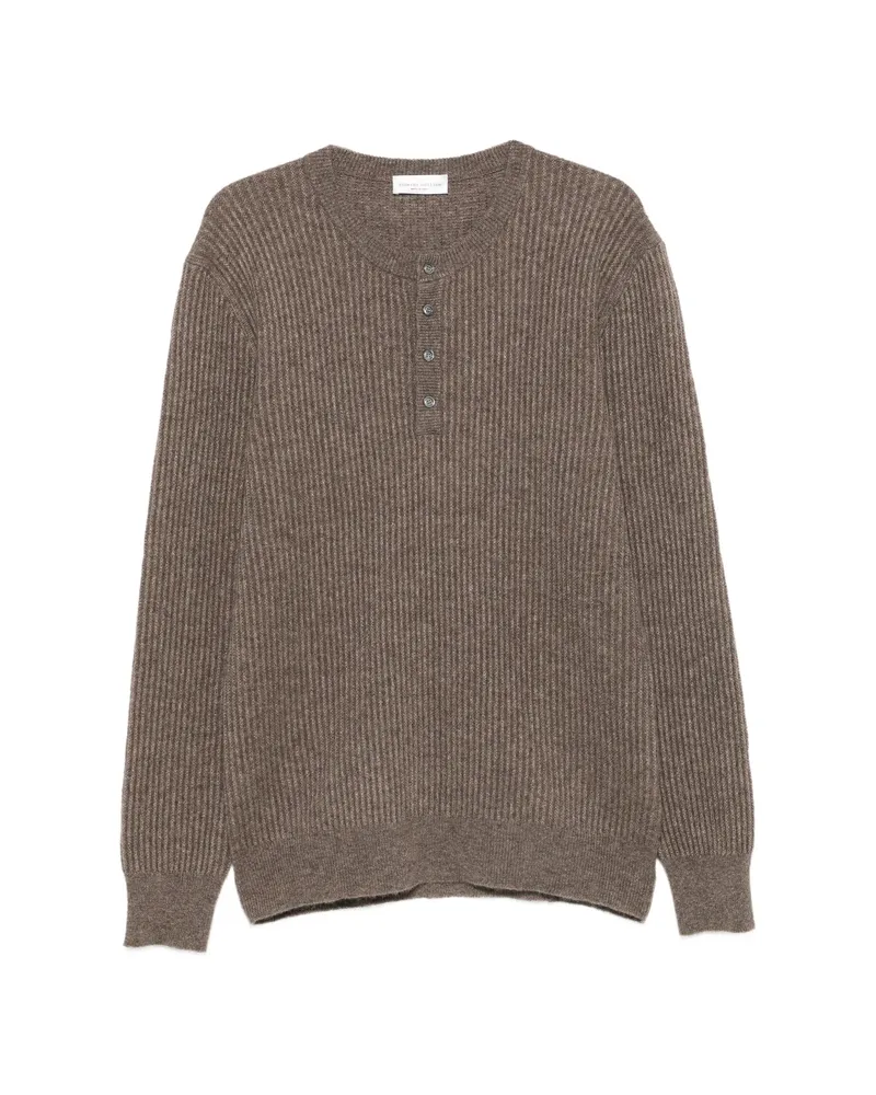 Roberto Collina Ribbed-knit Henley Sweater Brown