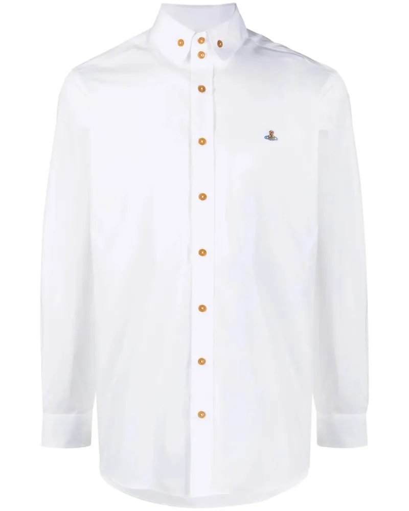 Vivienne Westwood Embroidered-Orb Poplin Shirt White