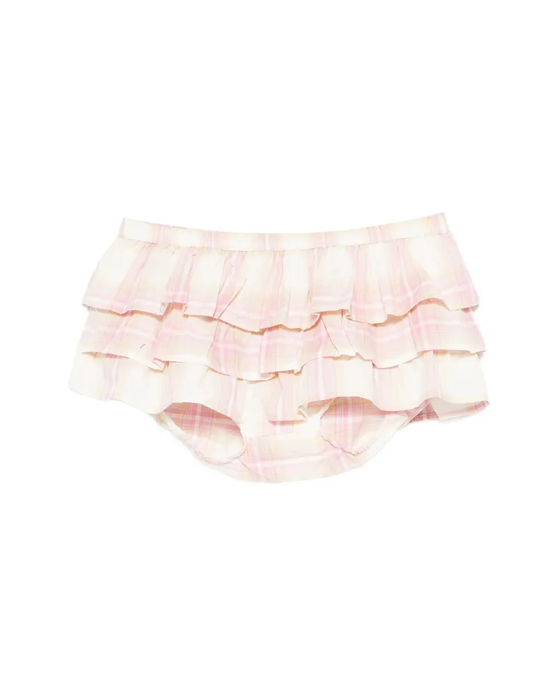 GIMAGUAS Jardin Plaid-patern Ruffled Shorts Pink