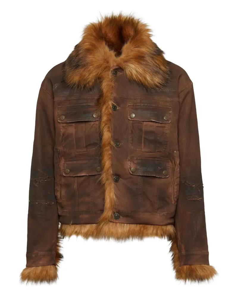 Dsquared2 Distressed-effect Jacket Brown