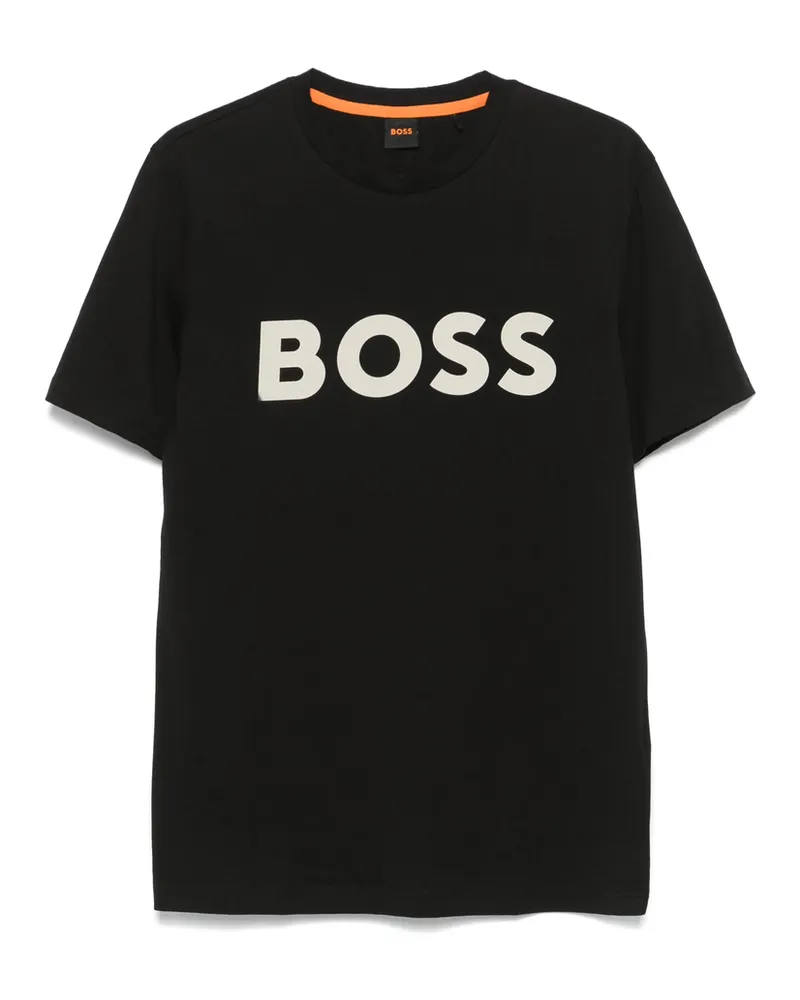 HUGO BOSS Rubberised-logo Cotton T-shirt Black