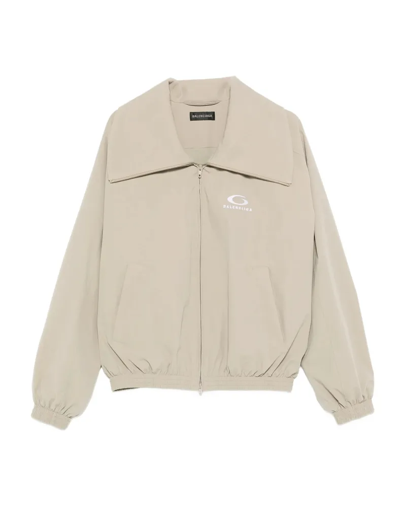 Balenciaga Logo Zip Jacket Neutrals