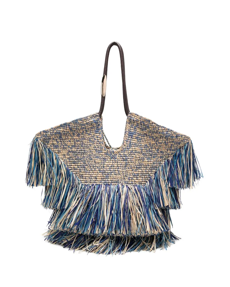 Zimmermann Medium Goldentime Fringed Tote Bag Neutrals