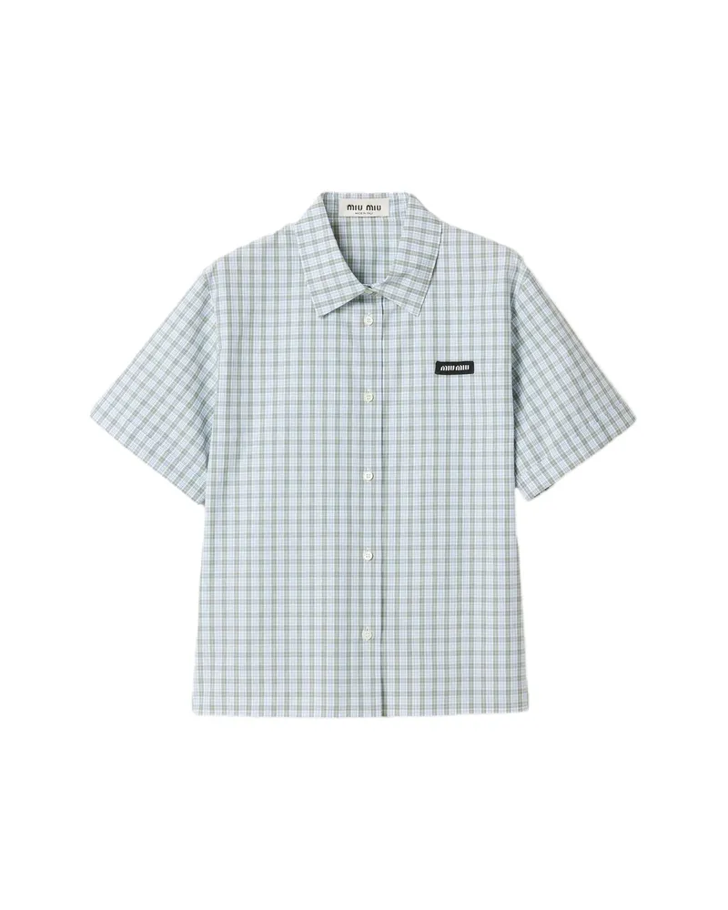 Miu Miu Checked Poplin Shirt White