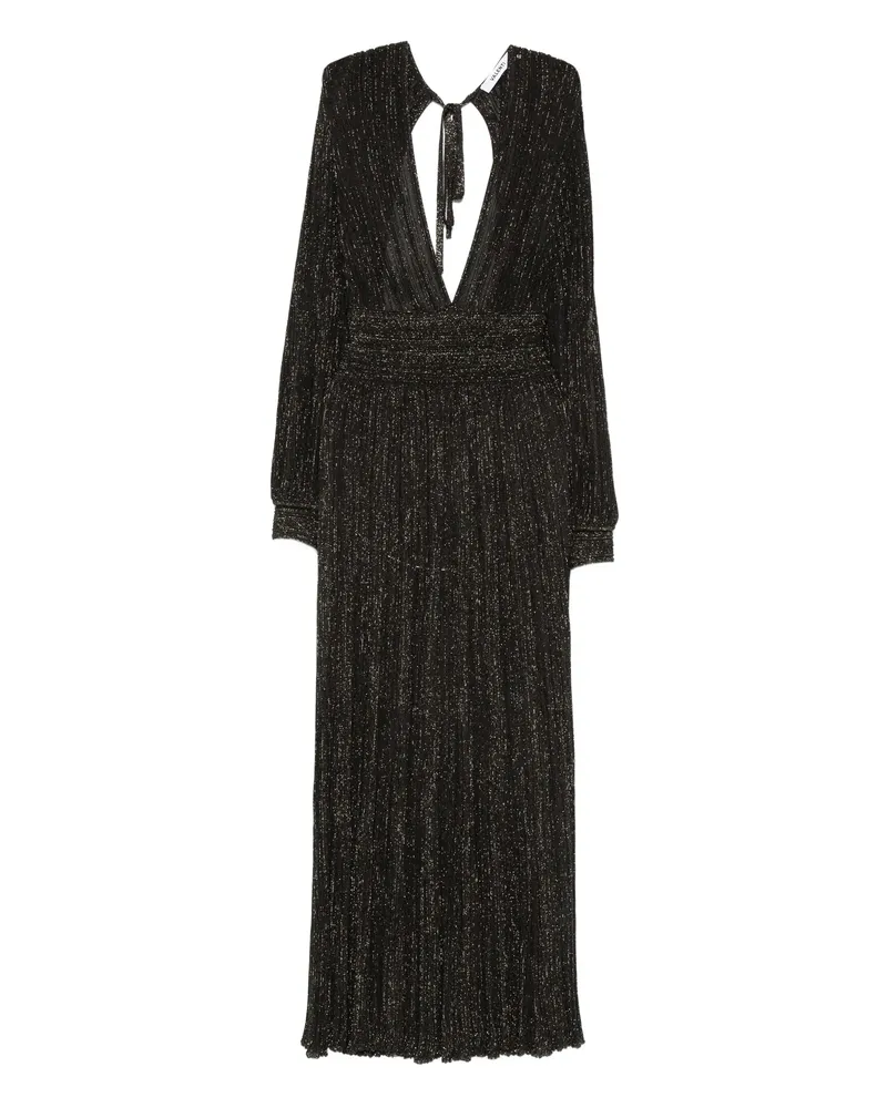 Antonino Valenti Pleated V-neck Maxi Dress Black