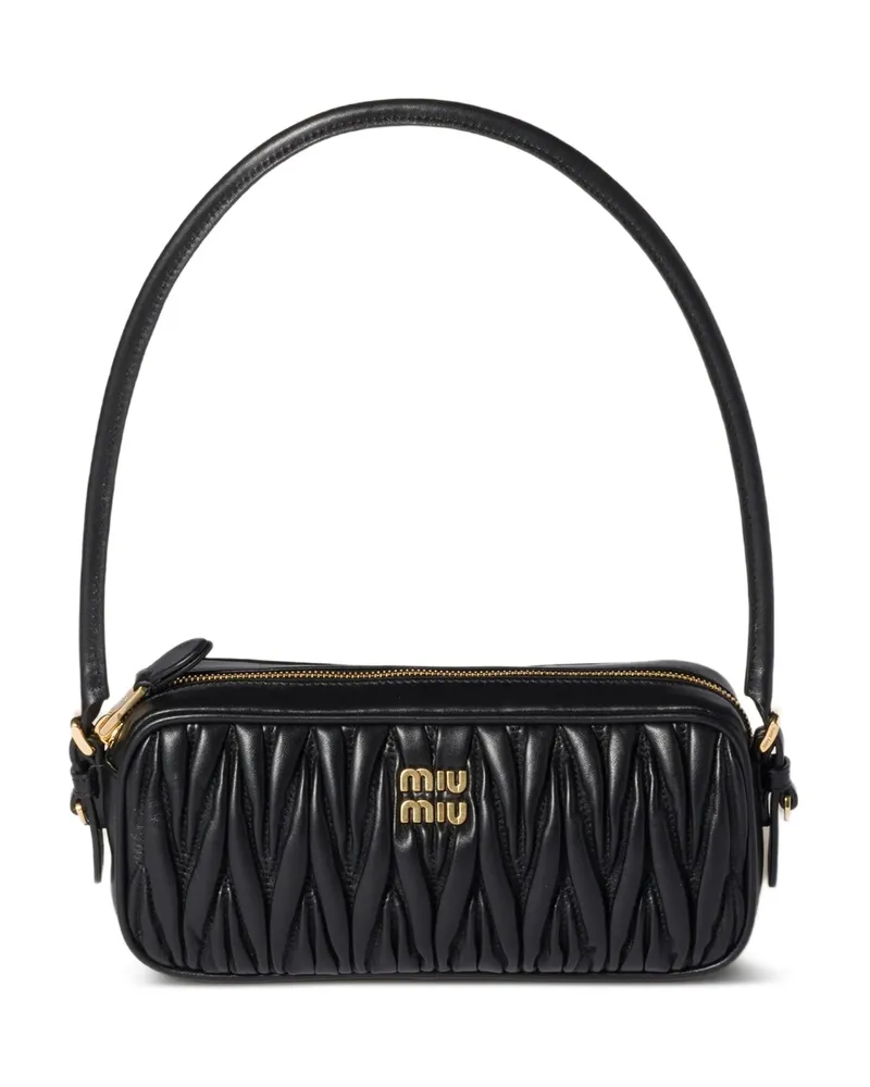 Miu Miu Matelassé Leather Mini Bag Black
