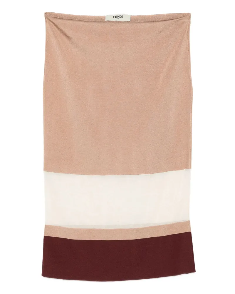 Fendi Panelled Knit Skirt Brown