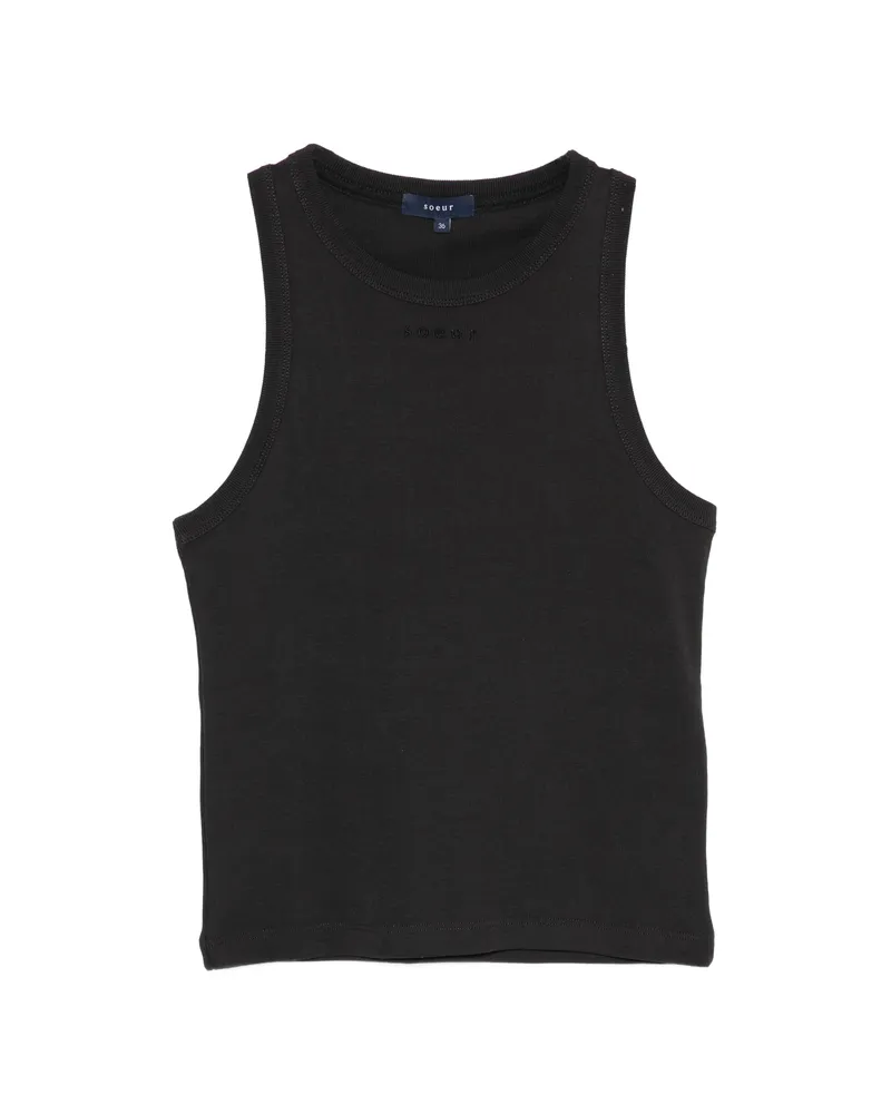 Soeur Dolly Ribbed Tank Top Black