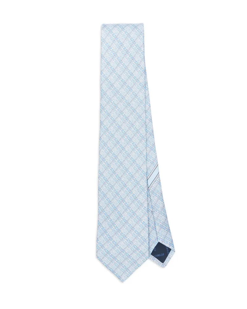 Ferragamo Geometric-pattern Silk Tie Blue