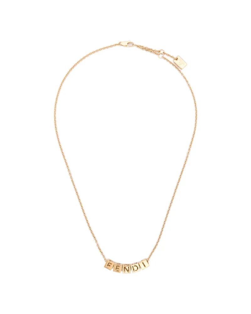 Fendi Logo-dice Pendant Necklace Gold