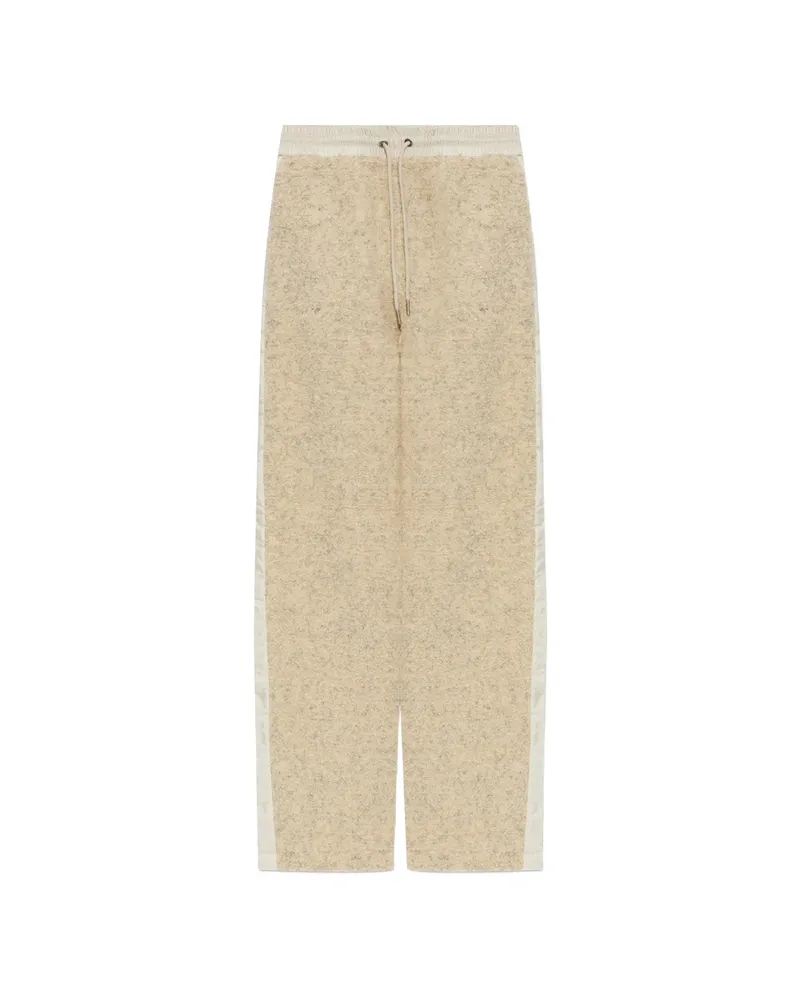 Moncler Bouclé-knit Wide-leg Trousers Neutrals