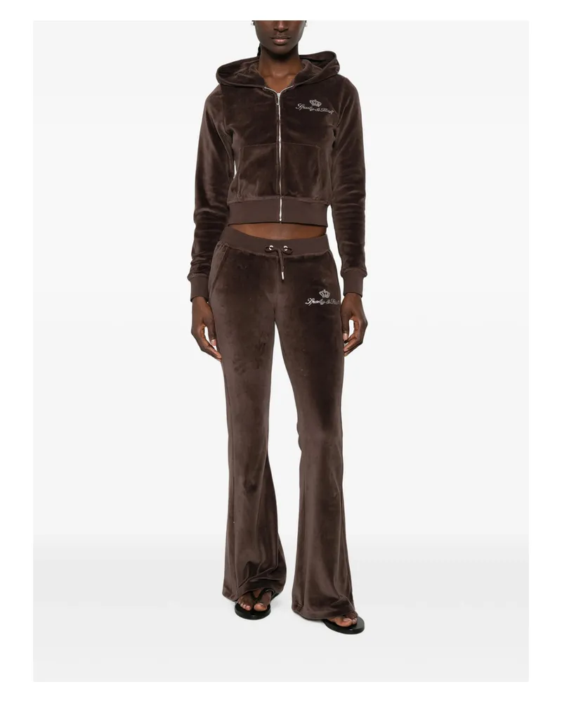 SPORTY & RICH X Juicy Couture Rhinestone-embellished Track Pants Brown