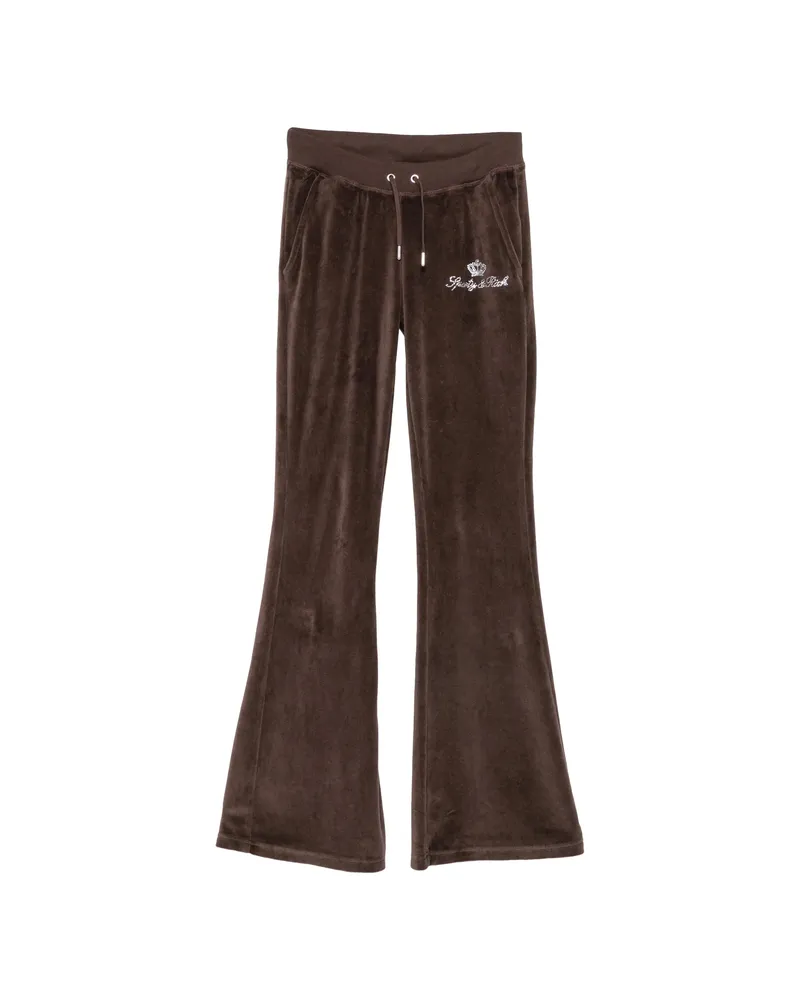 SPORTY & RICH X Juicy Couture Rhinestone-embellished Track Pants Brown