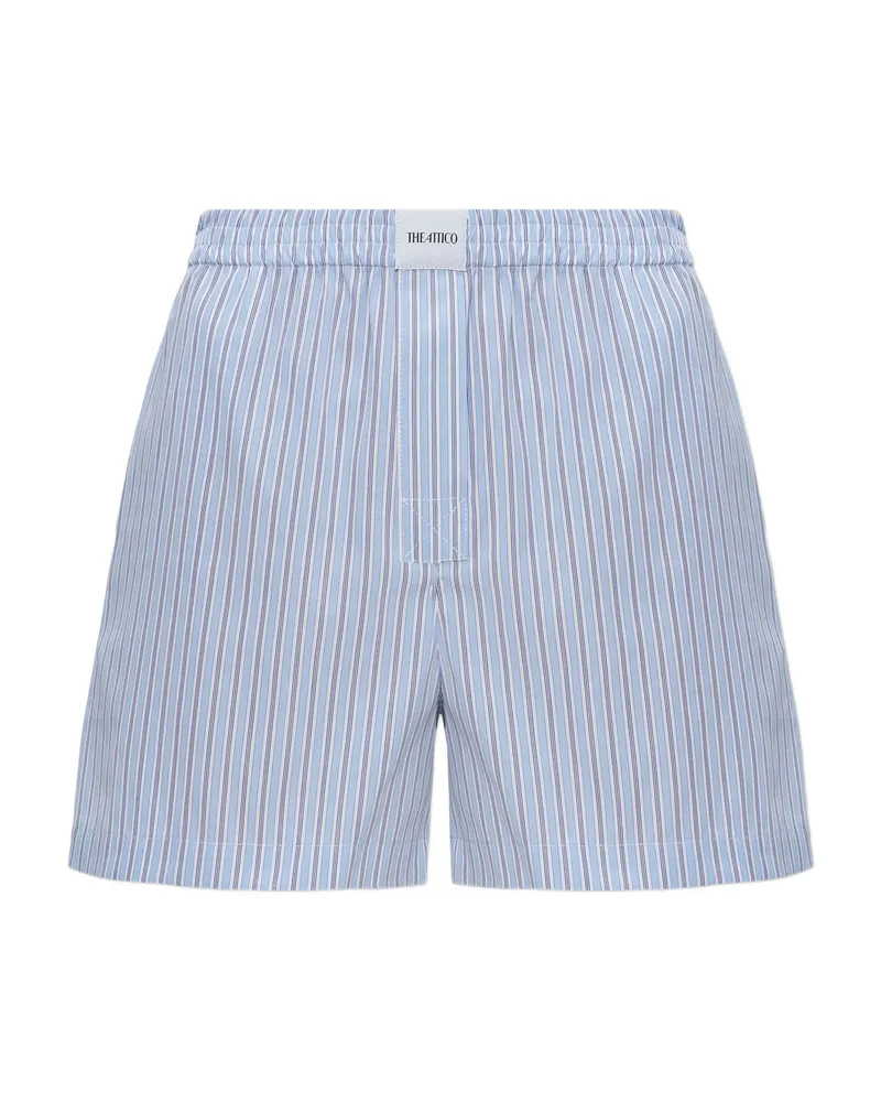 ATTICO Striped-pattern Elasticated Mini Shorts Blue