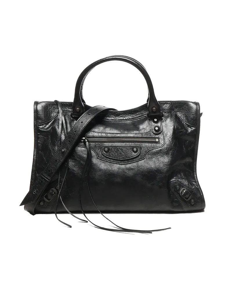 Balenciaga Medium Le City Leather Tote Bag Black