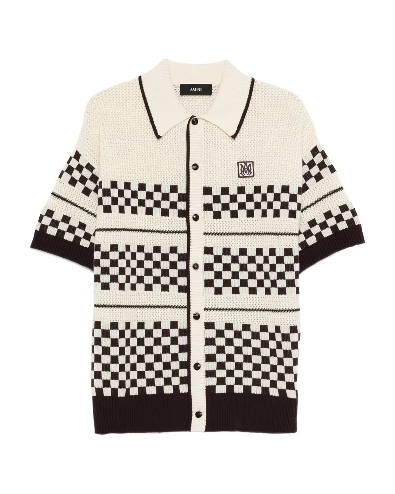 Amiri Checkered Mesh Logo-patch Shirt Brown