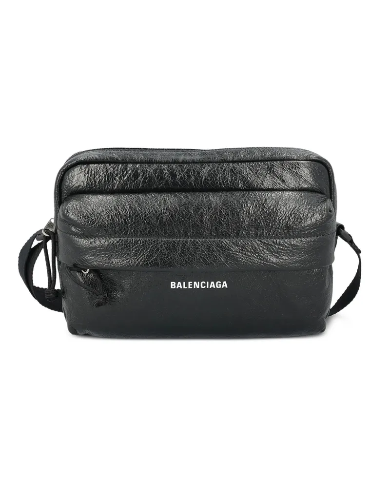 Balenciaga Logo-print Shoulder Bag Black