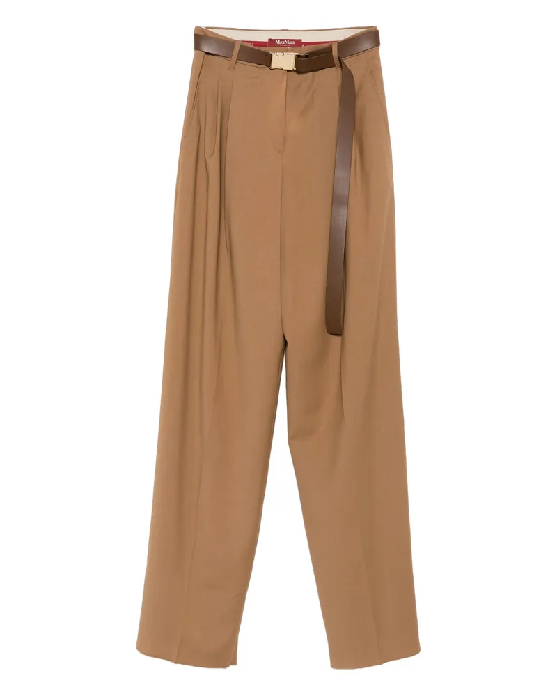 Max Mara Pleated Belted Trousers Brown