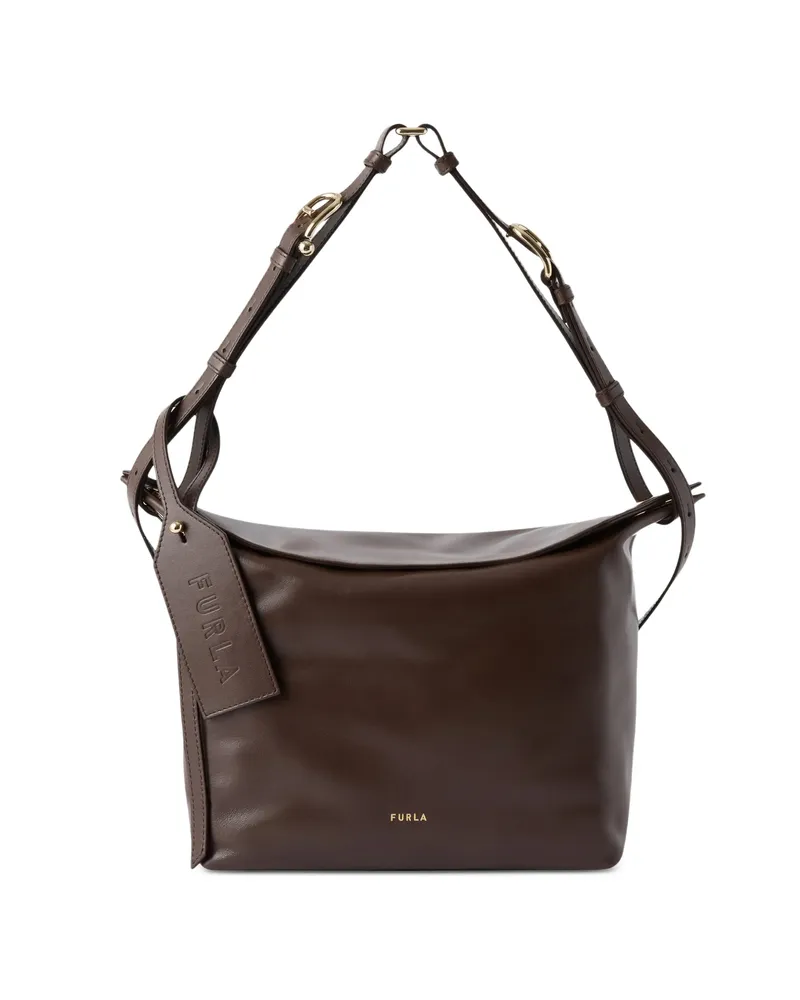 Furla Logo-tag Leather Shoulder Bag Brown