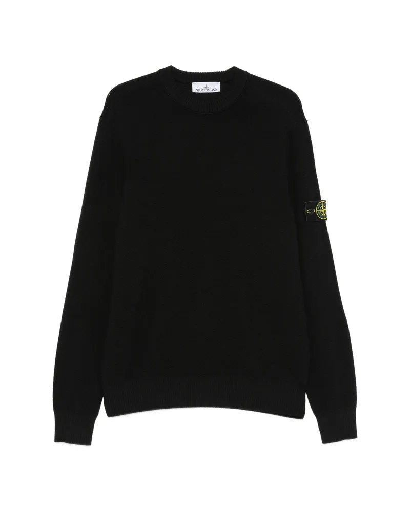 Stone Island Logo-patch Ribbed-trim Sweater Black