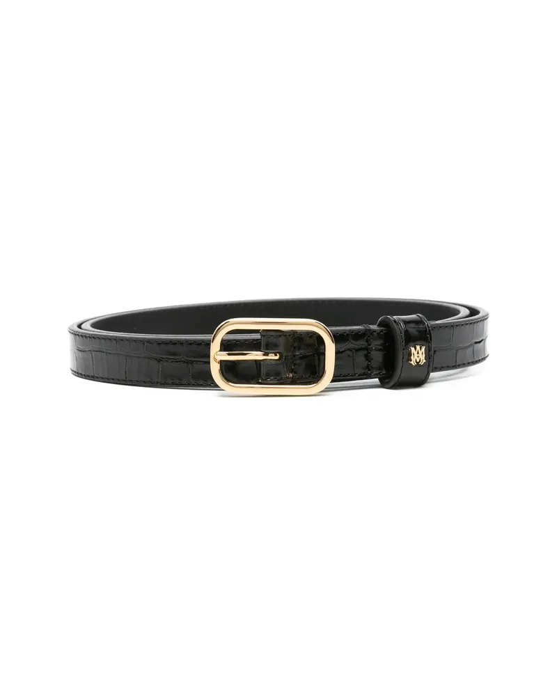Amiri Crocodile-embossed Buckle Belt Black