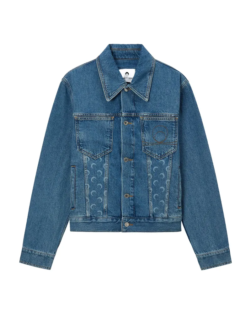 Marine Serre Moon-print Denim Jacket Blue