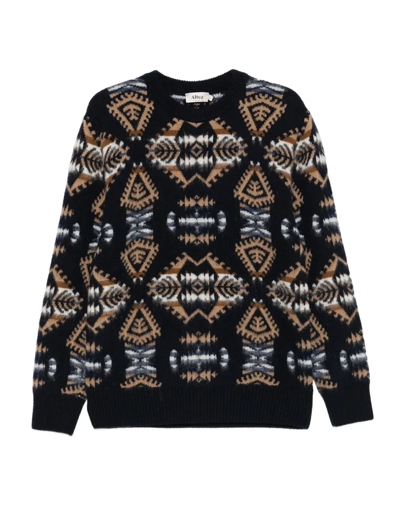 Altea Geometric-pattern Crew-neck Sweater Black