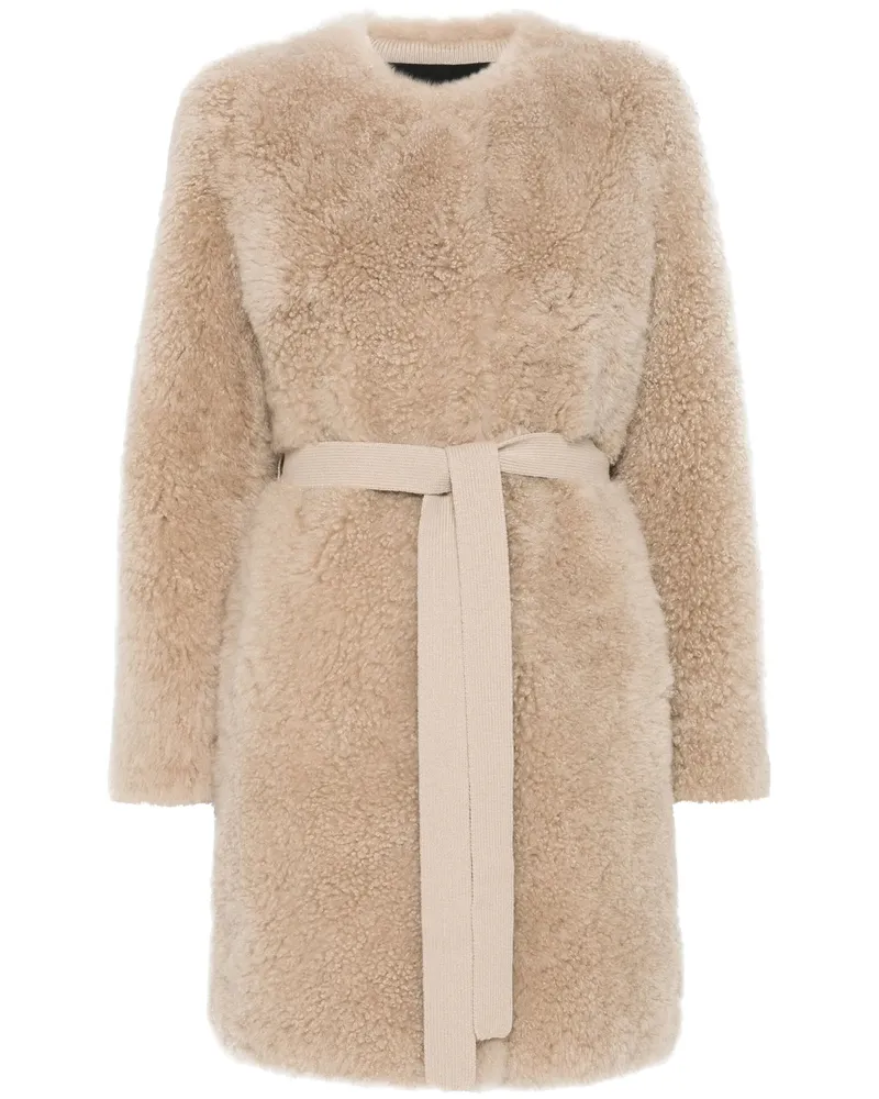 Yves Salomon Shearling Coat Neutrals