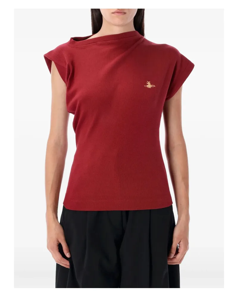 Vivienne Westwood Hebo Asymmetric-neck Ribbed Sweater Red