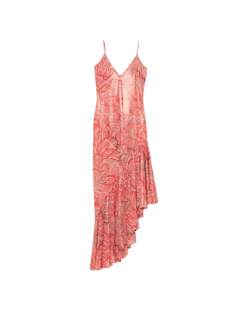Etro Paisley Ruffled Midi Dress Orange