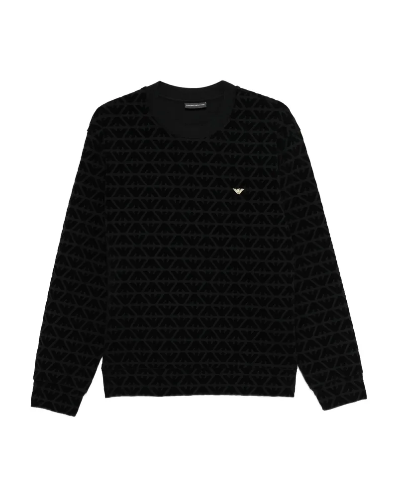 Emporio Armani Logo-embroidered Patterned Sweatshirt Black
