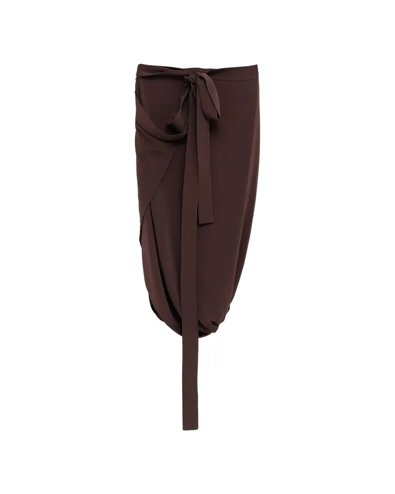 Christophe Lemaire Tie-detail Draped Midi Skirt Brown