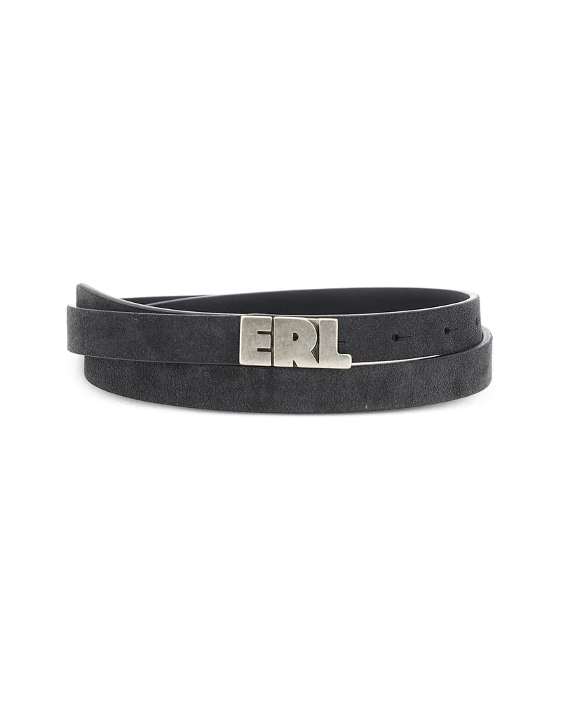 ERL Logo-buckle Leather Belt Black
