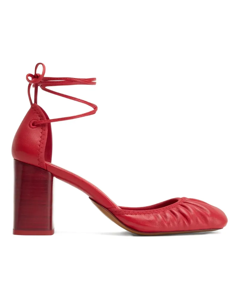 Christophe Lemaire 85mm Micro Ballerina 85 Gathered-toe Lace-up Flats Red