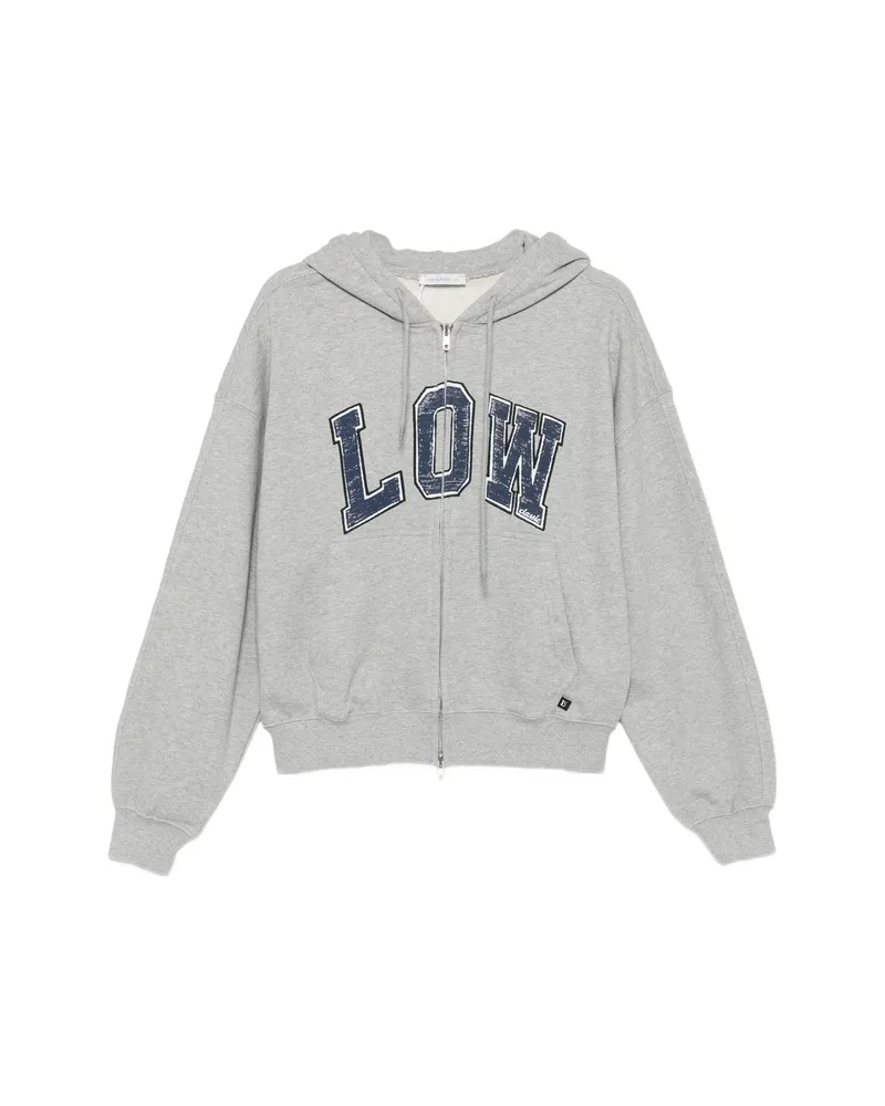 LOW CLASSIC Logo-print Zip-up Hoodie Grey