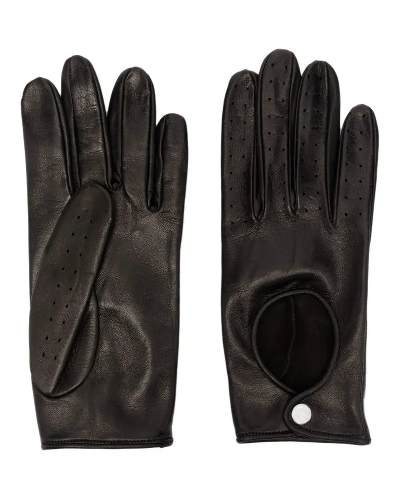 Ernest W. Baker Cut-out Leather Driving Gloves Black