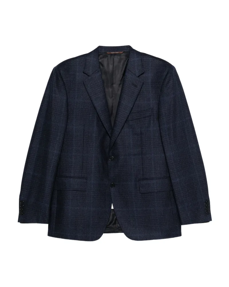 Canali Checked Single-breasted Blazer Blue
