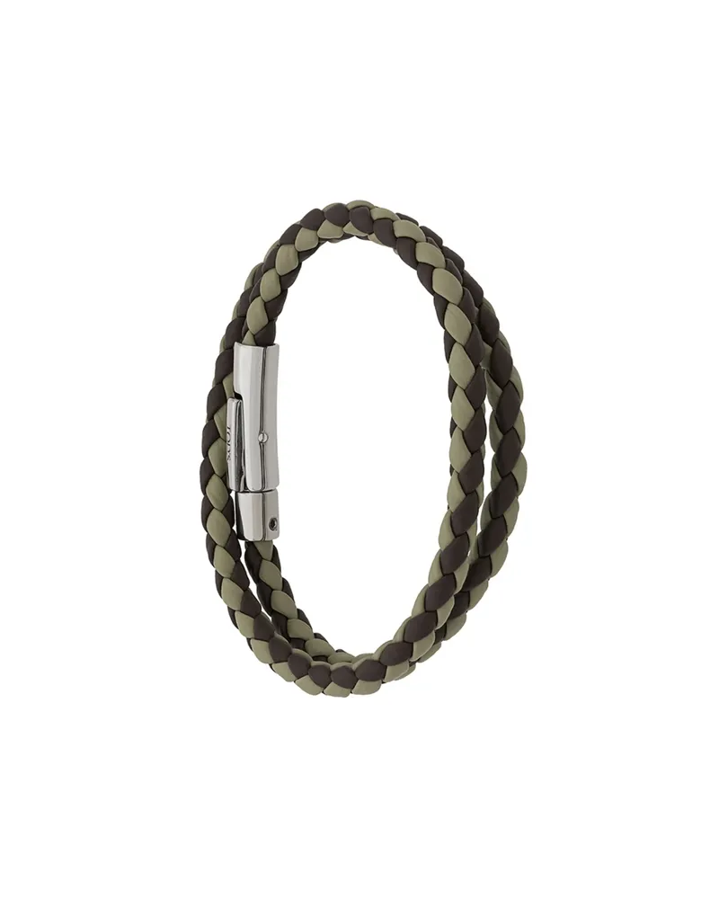 TOD'S Two-tone Weave Wrap Bracelet Green
