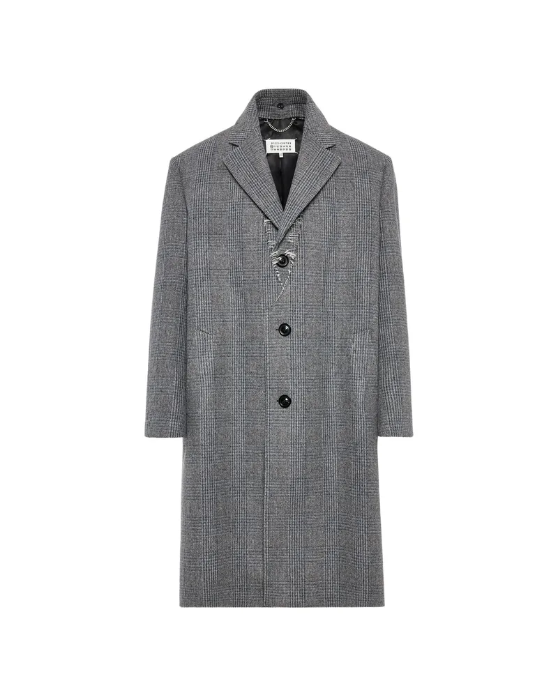 Maison Margiela Check Frayed Coat Grey