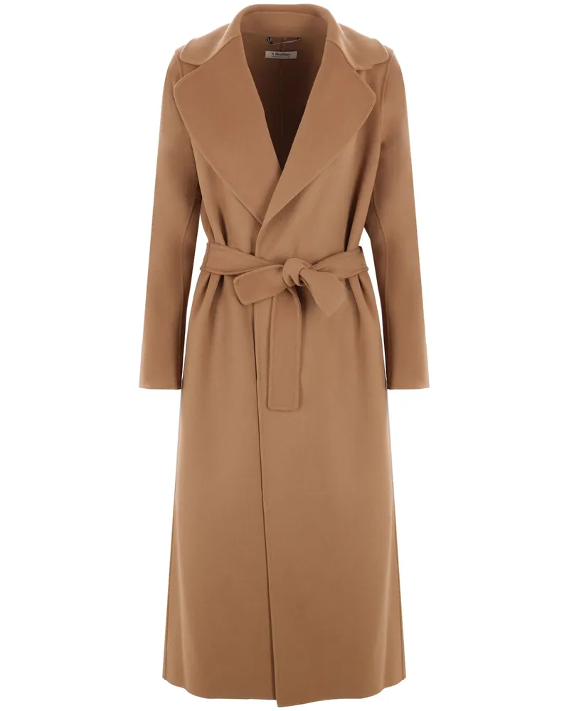 Max Mara Poldo Wool Wrap Coat Brown