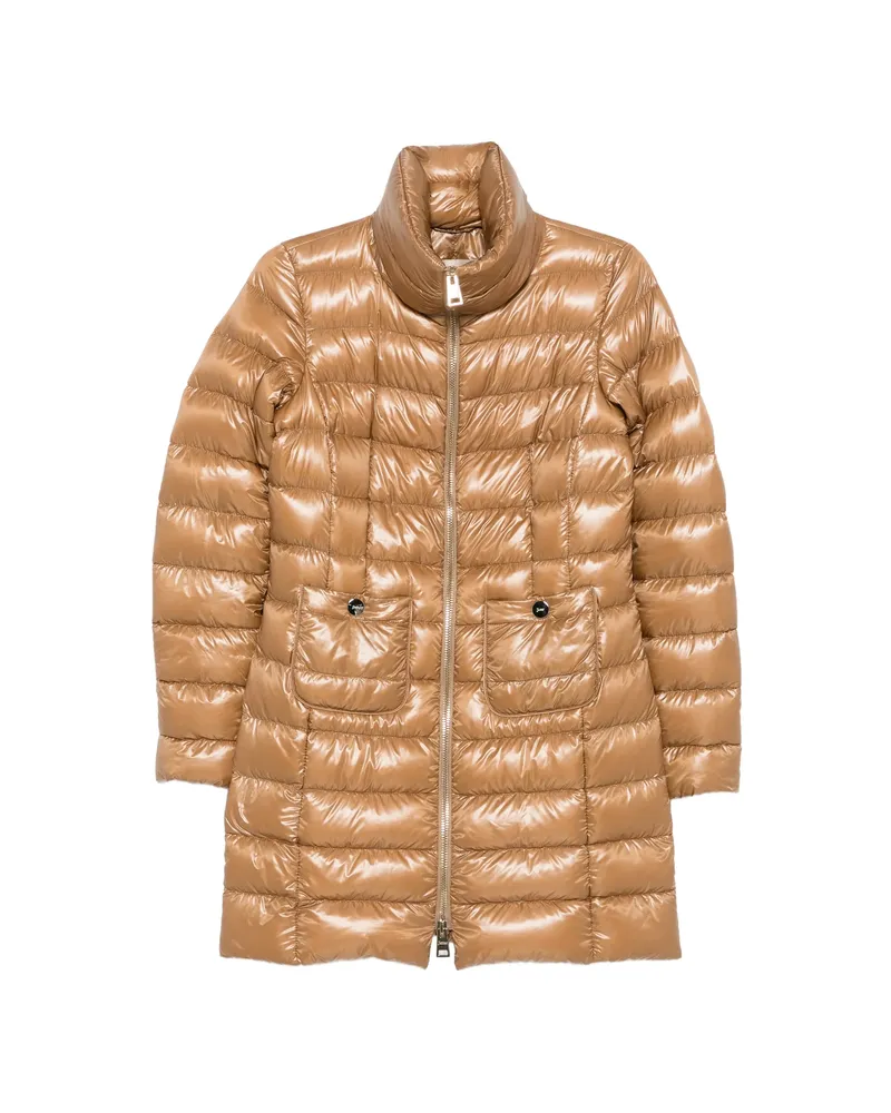 Herno Quilted High-neck Zip-up Coat Brown