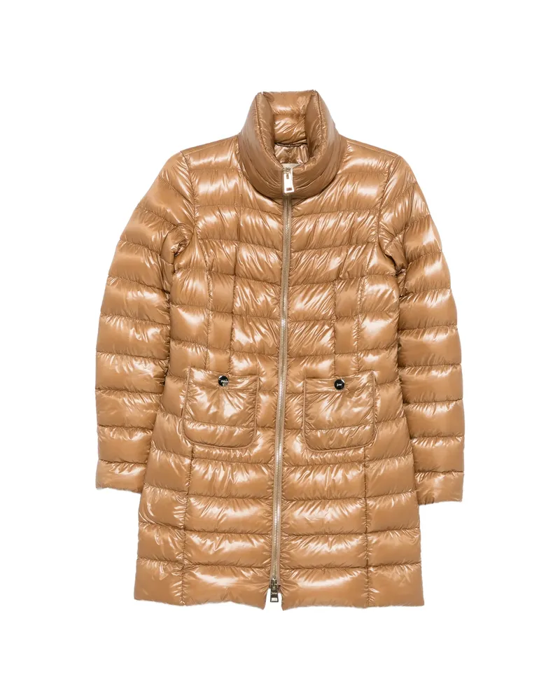 Herno Quilted High-neck Zip-up Coat Brown