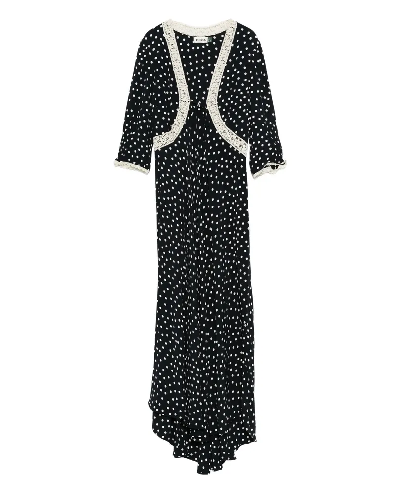 RIXO Dotted Lace Dress Black