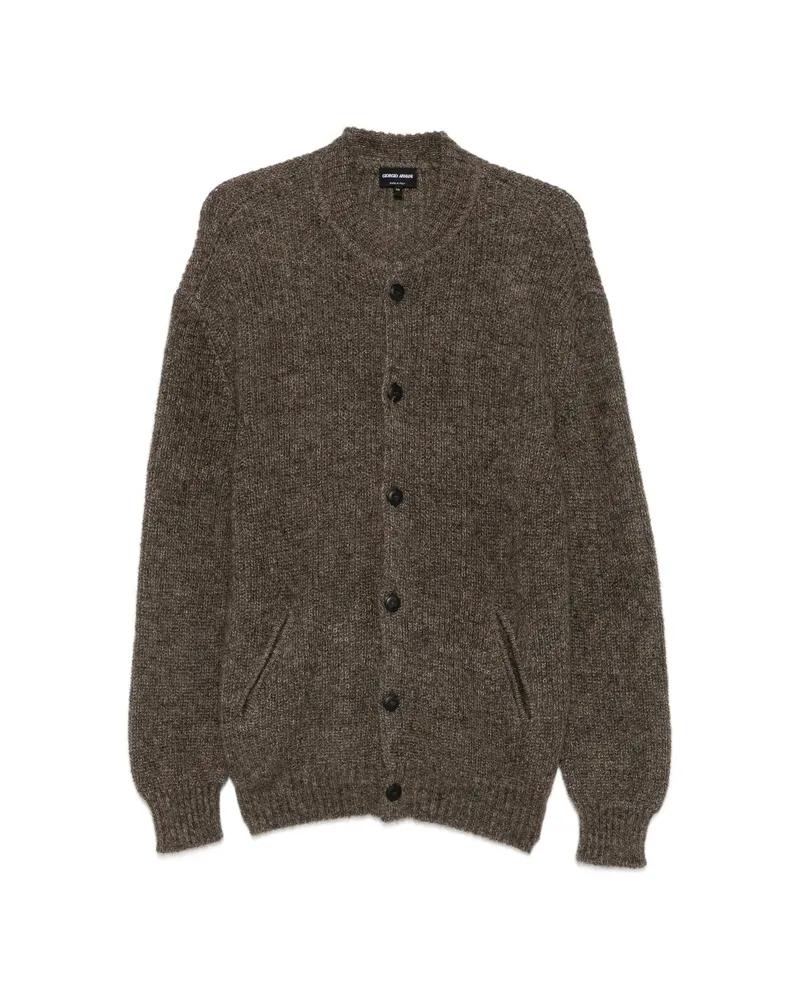 Giorgio Armani Button-up Rib-trimmed Cardigan Brown