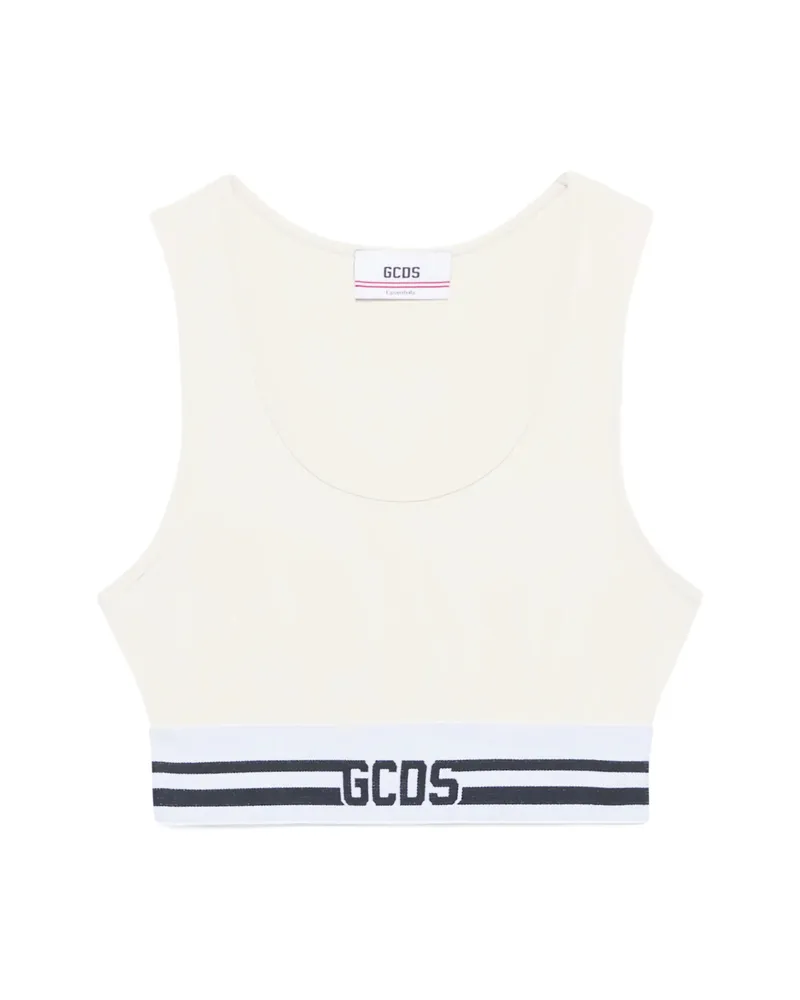 GCDS Logo-detail Crop Top White