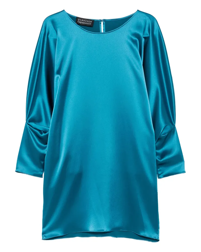 Gianluca Capannolo Crew-neck Puff-sleeve Mini Dress Blue